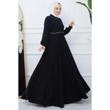 Hafsa Mina Nakışlı Mevlana Ferace Siyah HM2359 - 56