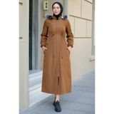 Hafsa Mina Tam Boy Büyük Beden Mont Taba HM2286 - 56