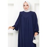 hafsamina Büzgülü Robalı Elbise Lacivert HM2501