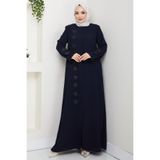 hafsamina Deri İşlemeli Ferace Lacivert HM2849