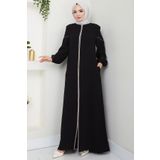 hafsamina Kolları Nakışlı Ferace Siyah HM2721