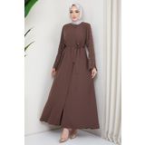 hafsamina Kolu Taşlı Gizli Patlı Ferace Kahverengi