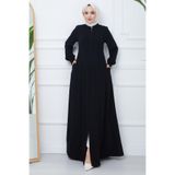 hafsamina Parçalı Battal Beden Mevlana Ferace Siyah HM02362