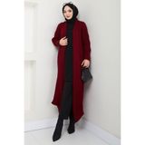 hafsamina Şal Yaka Cepli Triko Hırka Bordo HM2534