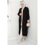 hafsamina Şal Yaka Cepli Triko Hırka Siyah HM2534