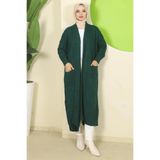 hafsamina Şal Yaka Cepli Triko Hırka Zümrüt HM2534