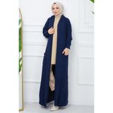 hafsamina Şal Yaka Salaş Triko Hırka Lacivert HM2248