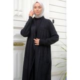 hafsamina Şal Yaka Salaş Triko Hırka Siyah HM2248