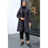 hafsamina Süs Cepli İçi Peluş Mont Siyah HM2295