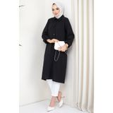 hafsamina Yazlık Uzun Pamuklu Tunik Siyah