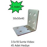 Hafser Mobilya Dolap Köşe Bağlantı Sabitleme L Demir Gönye 55X55X30 mm (5 Adet)