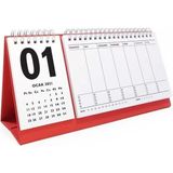 Haftalık Planlamalı 2026 Masa Takvimi - Kırmızı Beyaz - -- - 25x7cm