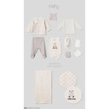 Hafy Baby 10 Parça, Ayıcık Figürlü, Erkek Bebek Yenidoğan Hastane Çıkışı Seti - Beyaz - Gri - 0 - 3 Ay