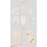 Hafy Baby %100 Pamuk 10 Parça Kız Bebek Hastane Çıkışı Seti Kruvaze Armut Kiraz Desenli - Yenidoğan - Ekru - Renkli