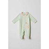 Hafy Baby Çiçek Yakalı, Patikli, Arı Nakışlı Kız Bebek Tulumu - Mint - 3 - 6 Ay