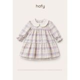 Hafy Baby Ekose Desenli, Tüllü, Uzun Kollu Kız Çocuk Elbisesi - Krem - Lila - 18 - 24 Ay