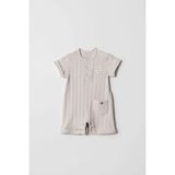 Hafy Baby Hello World Desenli, Kısa Kollu, Yazlık Bebek Tulumu - Gri - 3 - 6 Ay