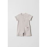 Hafy Baby Hello World Desenli, Kısa Kollu, Yazlık Bebek Tulumu - Gri - 6 - 9 Ay