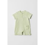 Hafy Baby Hello World Desenli, Kısa Kollu, Yazlık Bebek Tulumu - Yeşil - 3 - 6 Ay