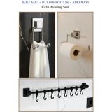 Hagen 3'lü Krom Banyo Seti Çeyizlik Set - Banyo Rafı-Havlu Askısı-Rulo Kağıt Havluluk-Tuvalet Kağıtlık