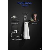 Hagen 4'lü Krom Banyo Seti Çeyizlik Set - Banyo Rafı-Rulo Kağıt Havluluk-Tuvalet Kağıtlık-Havlu Askısı