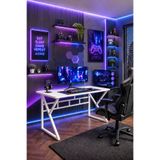 Hagen Oyuncu Masası 140x60 cm Beyaz Metal Ayak Ahşap Tabla Gaming Bilgisayar Çalışma Masası