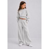 Haha Kız Çocuk Oversize Sweatshirt Bol Paça Eşofman Takımı 2'li Kışlık Spor Takım - 1 - 2 Yaş - Gri