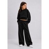 Haha Kız Çocuk Oversize Sweatshirt Bol Paça Eşofman Takımı 2'li Kışlık Spor Takım - 1 - 2 Yaş - Siyah