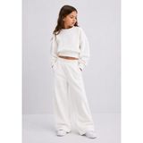 Haha Kız Çocuk Oversize Sweatshirt Bol Paça Eşofman Takımı 2'li Kışlık Spor Takım - 13 - 14 Yaş - Beyaz