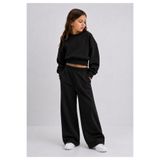 haha Kız Çocuk Oversize Sweatshirt Bol Paça Eşofman Takımı 2'li Kışlık Spor Takım