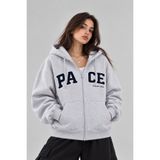 HAI COLLECTİON Kız Çocuk Sweatshirt 3 İplik Pace Baskılı Fermuarlı Kapüşonlu Oversize Hoodie