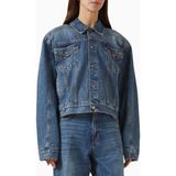 Haikure Renee Boxy Denim Ceket, Oversize Modern Kadın Jean Ceket - L - Mavi