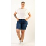 HaiModa Kadın Büyük Beden Duble Paça Kot Şort Lacivert