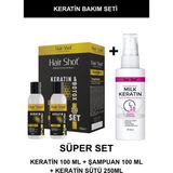 Hair Shot Keratin Bakım Seti (Keratin 100ML + Şampuan 100ML + Keratin Sütü 250ML) - abc123