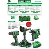 Haispro 3'lü Profesyonel Akülü Set - 2x4 Ah Li-on Akü ile Darbeli Matkap ve Avuç Taşlama