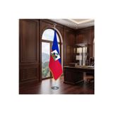 Haiti Direkli - Altın Saçaklı Saten Makam Bayrağı Seti (Krom Direk)