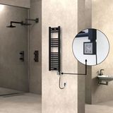 Haıtı Elektrikli Havlupan 300X1000 Düz Siyah (Ktx3 Termostat) 300W Spiral Kablolu