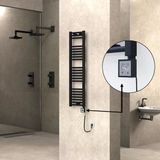 Haıtı Elektrikli Havlupan 300X1200 Düz Siyah (Ktx3 Termostat) 300W Spiral Kablolu