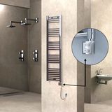 Haıtı Elektrikli Havlupan 400X1500 Düz Krom (Ktx3 Termostat) 300W Spiral Kablolu
