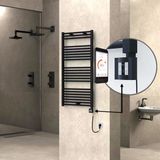 Haıtı Elektrikli Havlupan 600X1200 Düz Siyah (Ktx4 Termostat) 600W Spiral Kablolu