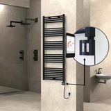 Haıtı Elektrikli Havlupan 600X1500 Düz Siyah (Ktx4 Termostat) 1000W Spiral Kablolu