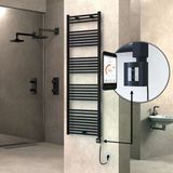 Haıtı Elektrikli Havlupan 600X1800 Düz Siyah (Ktx4 Termostat) 1000W Spiral Kablolu