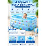hak-iş oyuncak 140x100x70 4 Bölmeli Bebek Şişme Havuzu Mavi