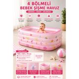 hak-iş oyuncak 140x100x70 4 Bölmeli Bebek Şişme Havuzu Pembe