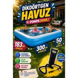 hak-iş oyuncak 300x183x50 cm Dikdörtgen Şişme Aile Havuzu | Tahliye Vanalı | 1087 Litre Kapasite | Mavi