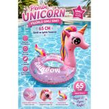 hak-iş oyuncak 65 CM Pembe Unicorn Figürlü Simli Şişme Simit | İçi Simli Havuz & Deniz Simidi