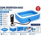 Hak-İş Oyuncak Hak-İş Mavi Şişme Dikdörtgen Havuz 262 x 175 x 50 cm 2 Parça El Pompası Dahil Kullanım İçin