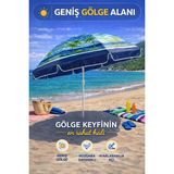 Hak-İş Oyuncak Hak-İş Mavi Tonlu 240 cm Ayarlanabilir Geniş Gölgeli Polyester Plaj Şemsiyesi Rüzgara Dayanıklı