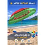 hak-iş oyuncak Kırmızı-Yeşil 240 cm Ayarlanabilir Geniş Gölgeli Polyester Plaj Şemsiyesi