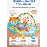 Hak-İş Oyuncak Mantar Desenli Bebek Oyun Halısı – 0+ Ay, Hayvan Figürlü Işıklı ve Müzikli Gelişim Matı - Mavi - 75 x 60 cm